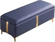 Ottoman Storage Shoe Bench Sofa Bench Bed End Stool Shoe Bench Makeup Bench Long Chair Soft Sofa Bedroom Bed End Stool Foot Rest Stool Seat(Navy Blue,90x45x42cm)