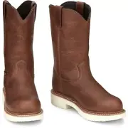Justin Boots Men's MJ1700 11" Brown Steel Round Toe Work Boots, Size 9.5 D