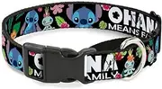 Dog Collar Martingale Ohana Means Family Stitch Scrump Poses Tropical Flora Black 11 to 17 Inches 1.0 Inch Wide
