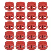 0.7x0.8" Cord Locks, 30 Pack Double Hole Spring End Toggle Stopper, Dark Red