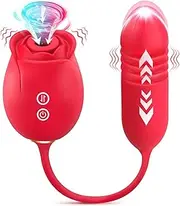 Rose Sex Stimulator for Women - Rose Sex Toys for Women with 18 Sucking Thrusting Modes, Upgraded Rose Sex Sucker Dildo G Spot Clitoral Vibrator, Adult Sex Toys Games for Women Couples Pleasure