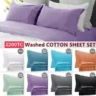 Hotel 2200TC Prewashed Microfibre Flat Fitted Sheet Set Single/KS/Queen/King Bed