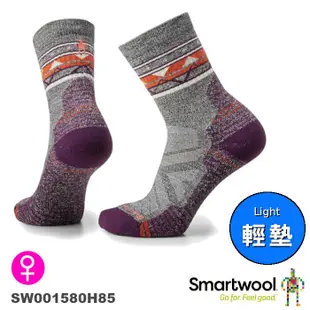 Smartwool 智慧羊毛 女機能戶外全輕量減震民族風印花中筒襪 淺灰 SW001580H85【野外營】羊毛襪