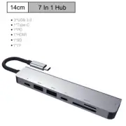 7 In1 Alloy USB-C Hub Type C To 4K HDMI USB3.0 Adapter Docking Station Converter