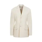 [Carven] Carven-Parchment White Wool Ja202 Jacket Blazer-Donna 38 FR