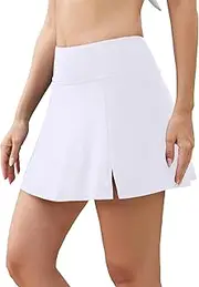 [SHEKINI] Womens Skirted Bikini Bottoms with Shorts Ruffled Swimsuit Bottom with Pockets High Waisted Tummy Control Quick Dry Bathing Suit