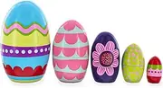 Set of 5 Colorful Easter Eggs Pysanky Wooden Nesting Dolls 5 Inches