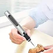 Electric Engraving Pen, USB Rechargeable Portable Electric Micro Sanding Pen, Mini Grinding Pen with Indicator Lights, Engraving Pen for Metal, Wood, Glass and Ceramic (Silver)