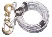 5/16" x 100 ft Galvanized 7x19 Tow Cable with G70 Clevis Slip Hooks Both Ends