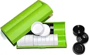 24 Pieces Plastic Checkers Black White Draughts Game Russian Shashki Green Case