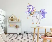 3D Flower Unicorn A048 Animal Wallpaper Mural Poster Wall Stickers Decal Zoe