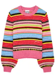 Ganni Stripe-intarsia Alpaca-blend Jumper - Multicoloured - L (UK14 / L) L (UK14 / L)