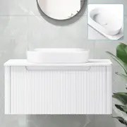 ACA White 910mm Vanity Unit 53x30cm Basin Bath Cabinet Storage Wall Hung Sink Set