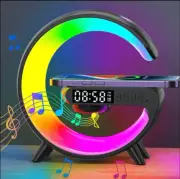 NWT Bluetooth Wireless Charger Station Stand w Alarm Clock Speaker & Light
