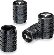 Car Tire Valve Stem Caps Compatible with Model 3, S, X, Y Accessories, Leakproof Corrosion Resistant Tire Valve Caps Compatible with Tesla Model Y Car Accessories, Black