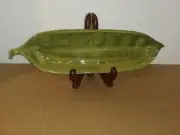 12" Pea Pod Shell Serving Dish-Snack Tray-NEW- Dishwasher/Microwave Safe