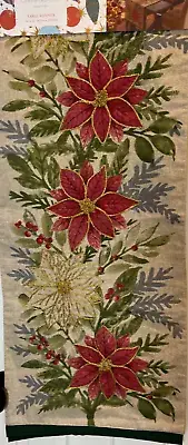 CYNTHIA ROWLEY TABLE RUNNER (1) POINSETTIAS RED GOLD GREEN 16 X 72 NWT