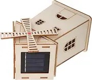 Abaodam Wooden Windmill Ornament DIY Solar Science Kit Unfinished Toy for Boys and Girls Decor Power by Sun