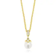 Zamel's 9ct Yellow Gold Freshwater Pearl & Diamond Set Pendant Jewellery
