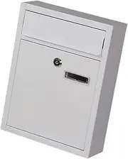 XLWLLNJ Wall Mounted Mailbox Mail Box Lockable Metal Large Drop Box with 2 Keys Postbox Letterbox for Door External Outdoor Office, White