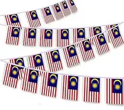 30 PCS Malaysia Flag, 33 FT Malaysian National Bunting,DecorGarden With Brass Gromment