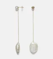 [Mateo] Mateo 14kt gold drop earrings with pearls One Size white