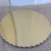7-Pack Round Cake Boards Cardboard Gold Scalloped Circle Base, 13.5" Diameter
