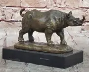 Bronze Rhino Statue by Salvador Dali Signed Wildlife Art Collectible