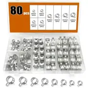 80Pcs Spring Clip Hose Water Pipe Clamp Fastener Fuel Line Car Plumbing Tools