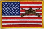 American Flag Armored Tank Patch iron-on GOLD Edges Border