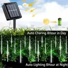 288LED Solar Meteor Shower String Light Falling Rain Garden Party Xmas Tree Lamp