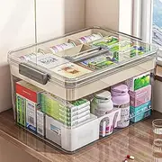 [CARRORABI] Medicine Storage Box With Handles & Multi-layer, Large Capacity Plastic Pills Box, Household Portable Medical Storage Box For Sundries, Household Storage Organizer For Bedroom 1pc