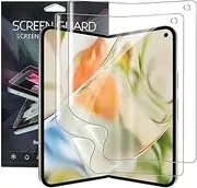 Hydrogel Screen Protector for Google Pixel 9 Pro Fold, 2 Pack 3D Curved Soft TPU Protective Film [Support Fingerprint Unlock] [Anti-Scratch] [Bubble Free] Inner Screen Protector