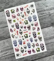 Skull Halloween Nail Sticker Blood Hand Skull Flower Spider Web Evil Pumpkin