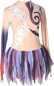 [Zagitova] Ice Figure Skating Dress for Women Applique Girls Competition Practise Dance Clothing with Shiny Rhinestone