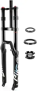 26/27.5/29 Inch Travel 130mm Mountain Bike Air Suspension Fork 1-1/8" Straight Tube QR 9mm Double Shoulder Manual Lockout Ultralight Mountain Bike Front Forks (Color : Black, Size : 26 inch)