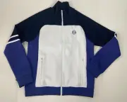 Sergio Tacchini Men's Small Blue White Cervinia Track Jacket Full Zip Pockets