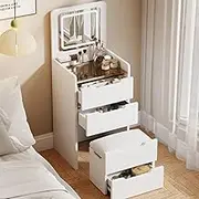Vanity Desk,Flip Top Dresser with Storage Stool and Mirror,Makeup Mirror with Light,Brightness Adjustable,Small Household