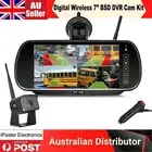 Digital Wireless 7" Rear View Mirror Monitor AI BSD Reversing Camera For Caravan