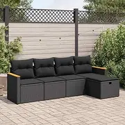 Garden Sofa Set Black PE Rattan Cushions Modular Outdoor Furniture