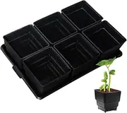 Propagation Pots with Saucer - Resin Seedling Plant Pots with Tray | Tray Design Transplanting Supplies for Work Area, Balcony, Greenhouse, Garden, Patio, Courtyard