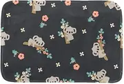 EGGDIOQ Doormats Cartoon Koala Floral Seamless Pattern Custom Print Bathroom Mat Waterproof Fabric Kitchen Entrance Rug, 23.6 x 15.7in