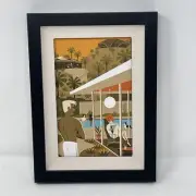 Framed Shag Josh Agle The Uphill Climb Promo Art Card Mini Scoop Fabric Liner