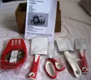 New 5pc kitchen utensils Red & White Scissors,Apple corer,Cheese slicer,Pizza cu