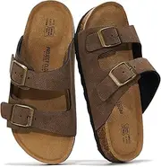 [Project Cloud] Genuine Leather Slides For Kids - Natural Cork Footbed Summer Sandals Beach Slide Sandals for Girls & Boys - Non-Slip Boys & Girls Sandals (Little Venita)