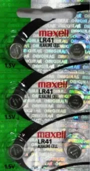 6 Maxell LR41 Button Cell Batteries. AG3 192