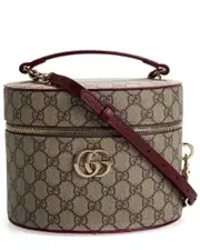 Gucci Beige GG Supreme Canvas & Red Leather Vanity Case (Authentic Pre-Loved)