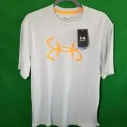 UNDER ARMOUR ISO-CHILL UPF 50 1361252 Gray/Orange Men's Size Medium Loose