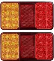 Justech 2 x 24 LED Rear Brake Light with E-mark Screws Waterproof Rear Lights 12 V Universal Rear Light Stop Light Warning Light for Trailer Camper Van Truck Truck Tractor Trailer