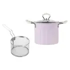 Deep Fry Pan with Handle with Strainer Easy to Cleaning Deep Fryers Frying Pot